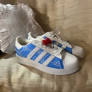 Adidas Blue and White Hello Kitty Sneakers